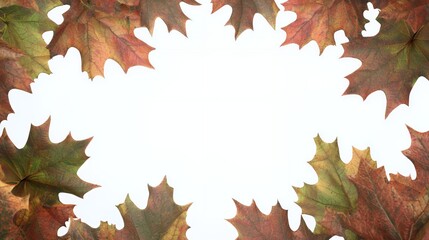 Fototapeta premium Autumn Maple Leaves Frame on White Background