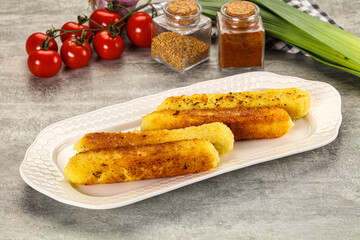 Crispy breaded mozarella cheese sticks