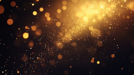 Obraz premium Shiny golden confetti on black isolated background. Christmas and New Year concept in festive golden color.