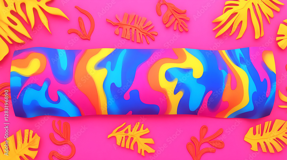Aufkleber vibrant abstract patterns showcase art studio digital artwork colorful environment top view creative