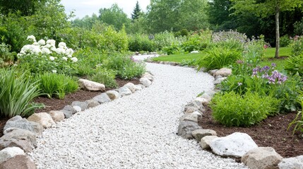 Winding Gravel Pathway Through Garden