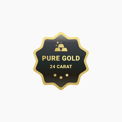 pure gold stamp vector isolated eps. Best 24 karat gold label for product packaging design element.