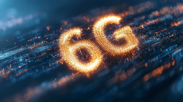 6G Network Connectivity: The future of digital connection is visualized with a glowing 6G icon, surrounded by energetic lines and particles, against a futuristic backdrop.