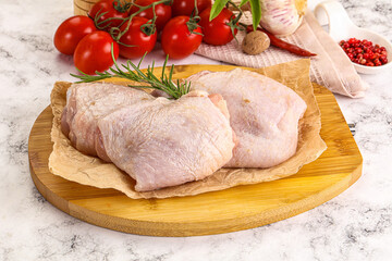 Raw chicken thighs for cooking