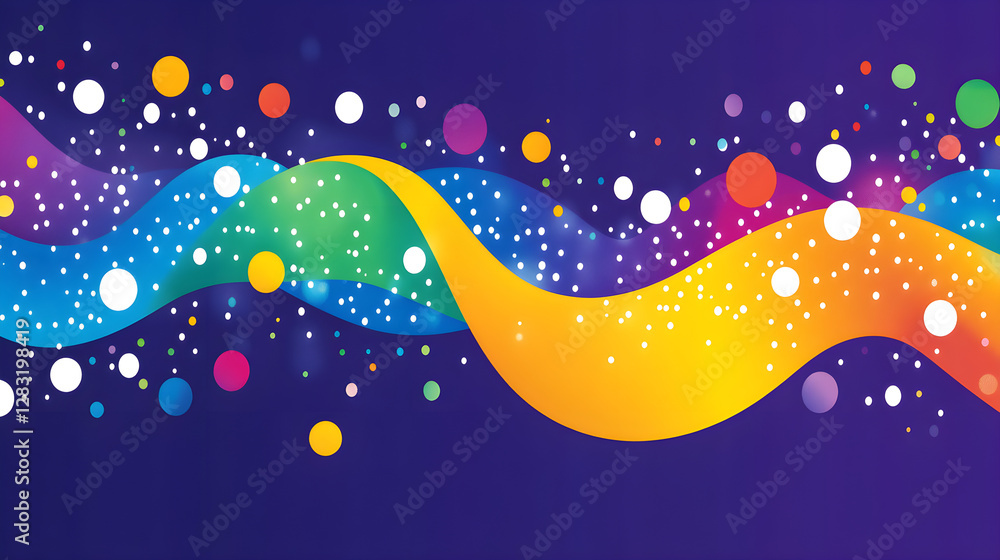 Poster dynamic color waves flowing through a vibrant background abstract graphic design digital art environ