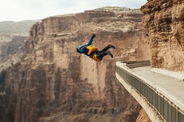 Obraz premium A person falls from a great height into the air