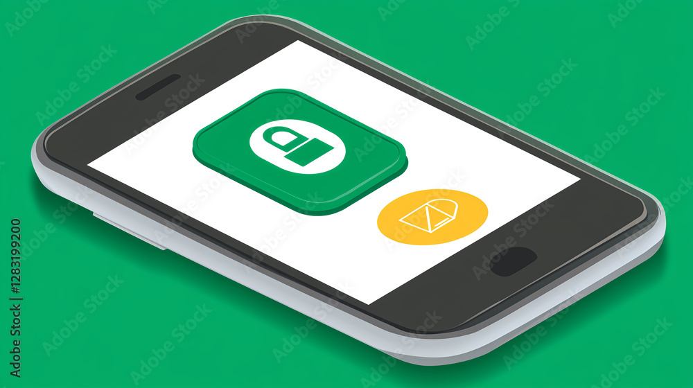 Poster mobile security action digital device graphic design modern environment close-up view data protectio