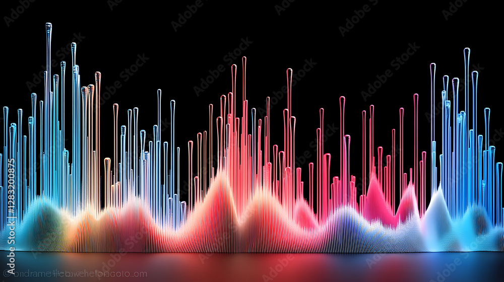Poster dynamic sound wave visualizations digital art stunning color spectrum abstract environment artistic 