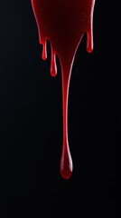 Captivating image of a single red liquid drop isolated on a clean white background, symbolizing beauty and fluidity