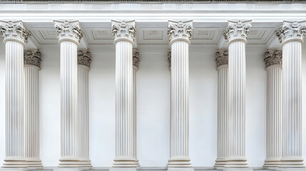 Fototapeta premium Ornate White Columns In Classical Architectural Style Showing Exterior Building Detail