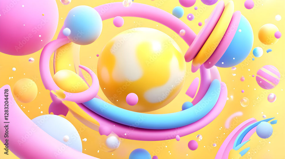Poster vibrant abstract motion design digital space 3d animation colorful environment dynamic viewpoint cre