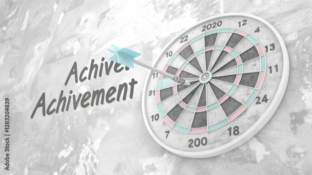 Poster a dartboard with an arrow hitting the target, emphasizing the concepts of achievement and reaching g