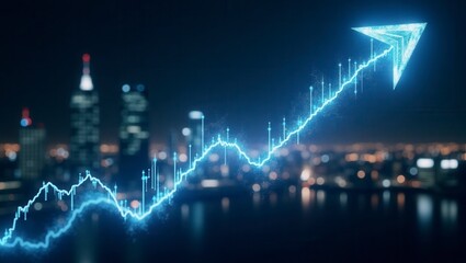 Naklejka premium Financial Success and Growth. Futuristic Digital Arrow