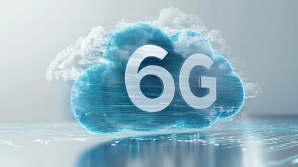 6G Cloud: A futuristic image of the 6G technology, depicted as a vibrant, glowing cloud, symbolizing the next generation of wireless communication.