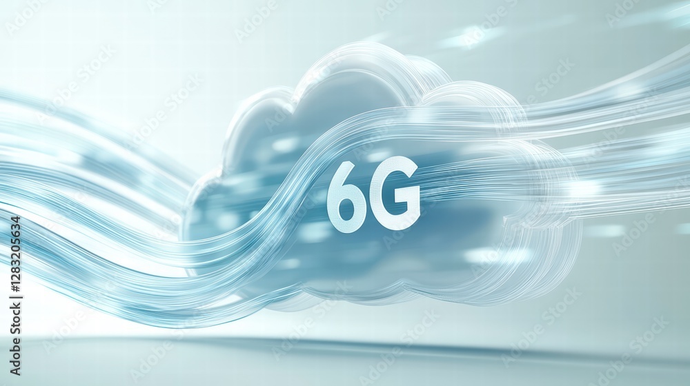 Poster 6g cloud technology: a futuristic image of a cloud, embodying the next generation of connectivity an