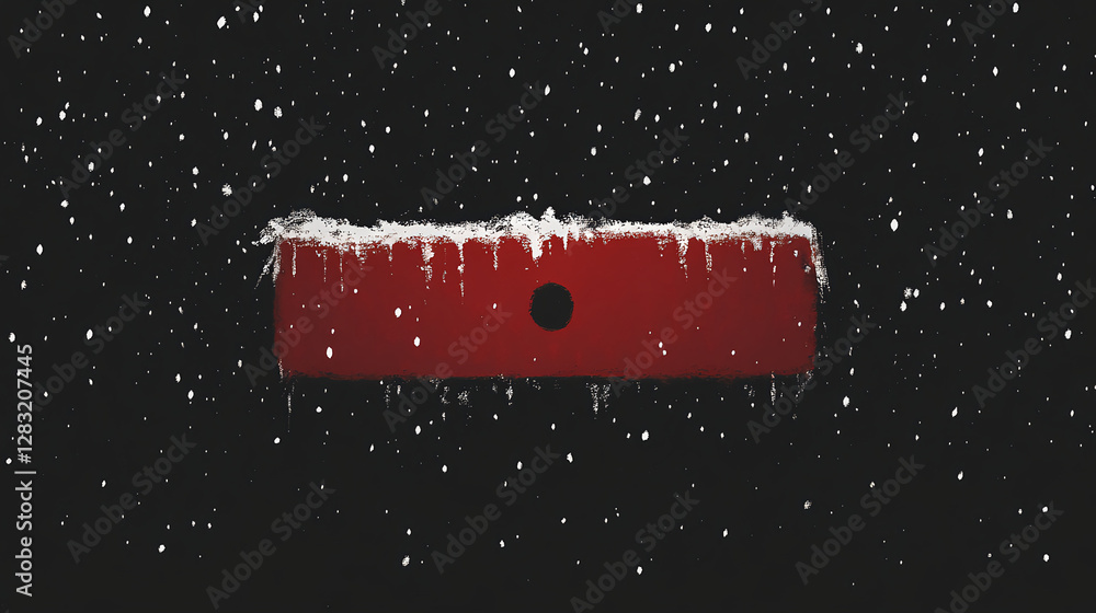 Poster snowfall action on a red object winter wonderland graphic design abstract environment close-up view 