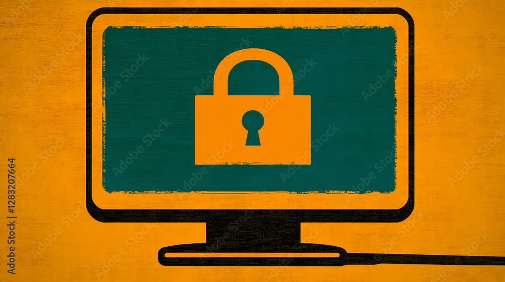 Poster cybersecurity awareness protecting data and systems online environment digital graphic informative v