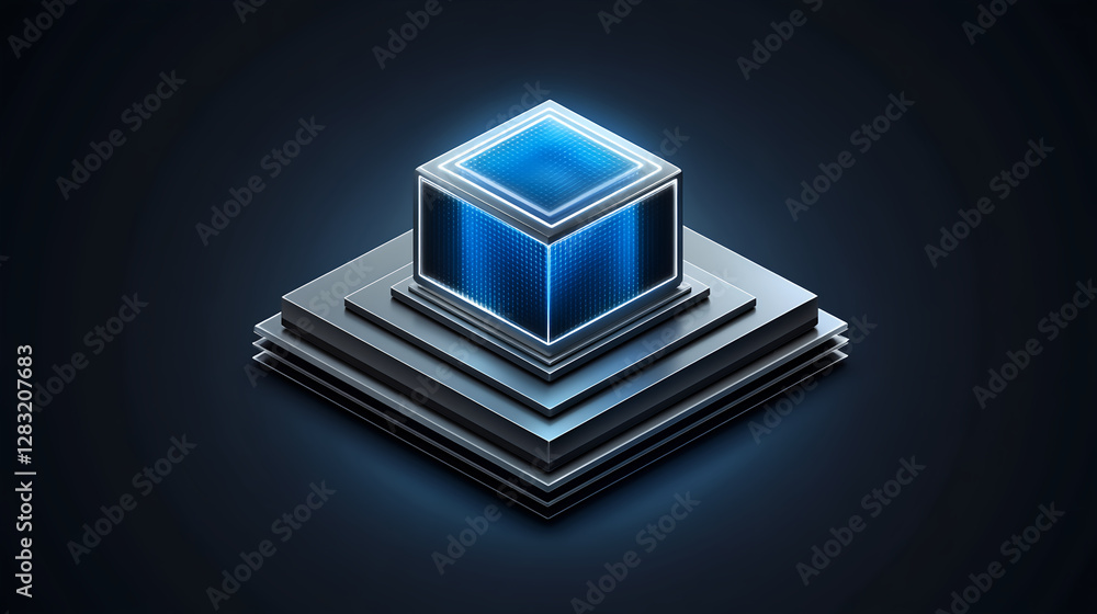 Poster innovative technology showcase digital space graphic design futuristic environment close-up view con