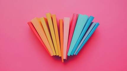 Fototapeta premium Rainbow colored books arranged in a fan shape