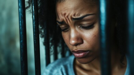 Fototapeta premium Female criminal crying regretfully, giving open-hearted confession about crime