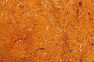 Full Frame Close-Up of Fine Orange Sawdust Wood Texture, Natural Rustic Background for Design and...