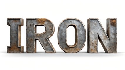 Rusty Iron Letters on White Background