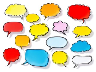 Colorful Communication Bubbles Hand Drawn Design Elements for Messages and Thought Balloons Graphic Art
