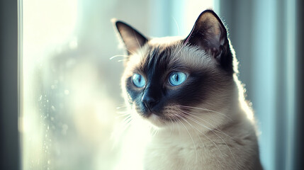 Siamese Cat Sunbathing: A Window Seat
