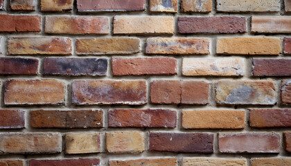 Obraz premium Closeup of a Textured Red Brick Wall Showcasing Various Shades and Patterns,Architectural Design and 3D Rendering