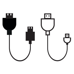 USB cable flat simple vector symbols illustration.
