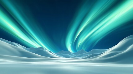 Ethereal Northern Lights Over Snowy Landscape with Glowing Turquoise and Green Skies at Night