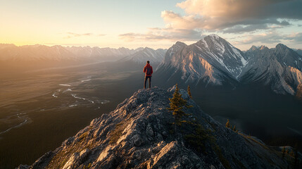 Mountain Peak Sunrise: Hiker's Solitude
