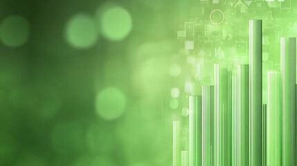 Fototapeta premium Abstract Financial Growth Chart with Green Background and Blurred Bokeh Elements for Business Concepts