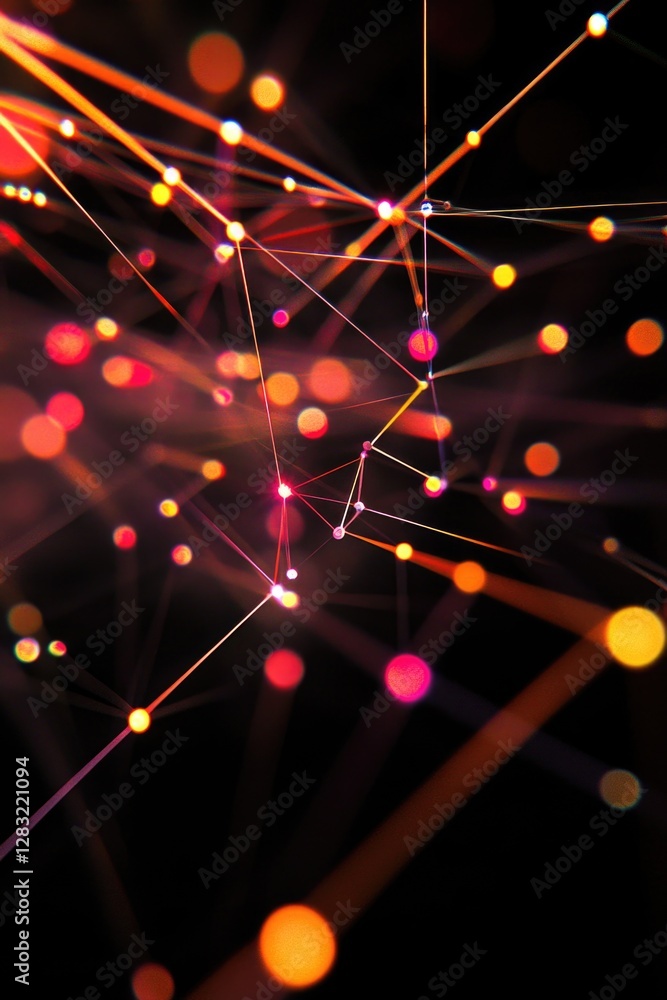 Poster a close-up view of a series of interconnected lights forming a unique structure