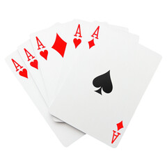Obraz premium Four aces poker hand, showcasing excitement , Casino element, isolated on transparent background