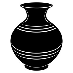 Black Clay Pot Silhouette Vector Icon Crisp & Detailed.
