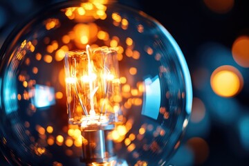 Fototapeta premium A close-up of a light bulb on a table
