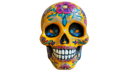 Floral sugar skull with vibrant colors