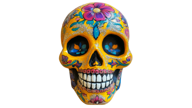 Floral sugar skull with vibrant colors