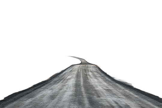 Gravel road in a misty landscape