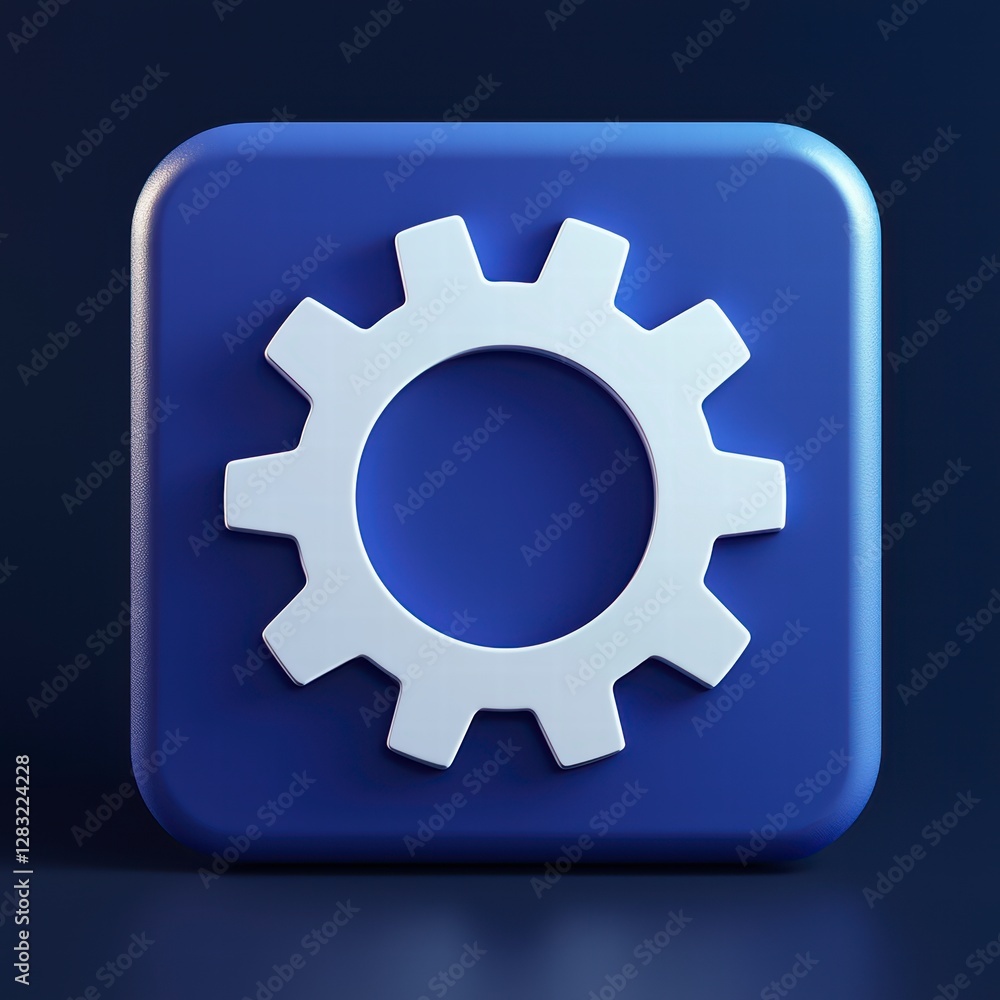 Poster mechanical harmony: an isometric view showcases a pristine white cogwheel, a symbol of engineering a