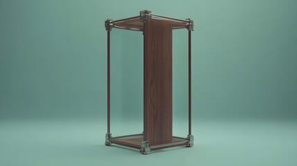 Naklejka premium Modern wooden display stand studio environment 3d render minimalist design front view product showcase