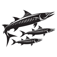 Fierce and fast Barracuda fish silhouette, a modern touch - Barracuda fish illustration - Minimalist Barracuda vector - Fish silhouette
