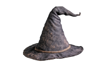 Vintage wizard hat made of dark fabric