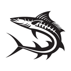 Elegant Barracuda fish silhouette, sleek and stylish - Barracuda fish illustration - Minimalist Barracuda vector - Fish silhouette
