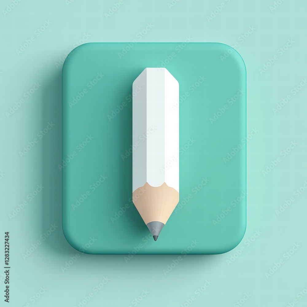 Poster precision in design: a pristine, white pencil with a sharp graphite tip rests elegantly atop a soft,