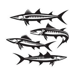 Modern Barracuda fish silhouette for contemporary designs - Barracuda fish illustration - Minimalist Barracuda vector - Fish silhouette
