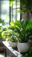 Vibrant indoor plants creating a serene atmosphere in bright natural light.