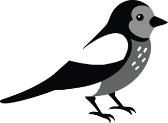  A cute black bird with wings line art icon sign silhouette vector illustration for photo overlays t-shirt print flyer poster design web banner.