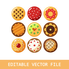 Seamless repeating background of chocolate chip, icing and sprinkles, fudge, candy, and sugar cookies